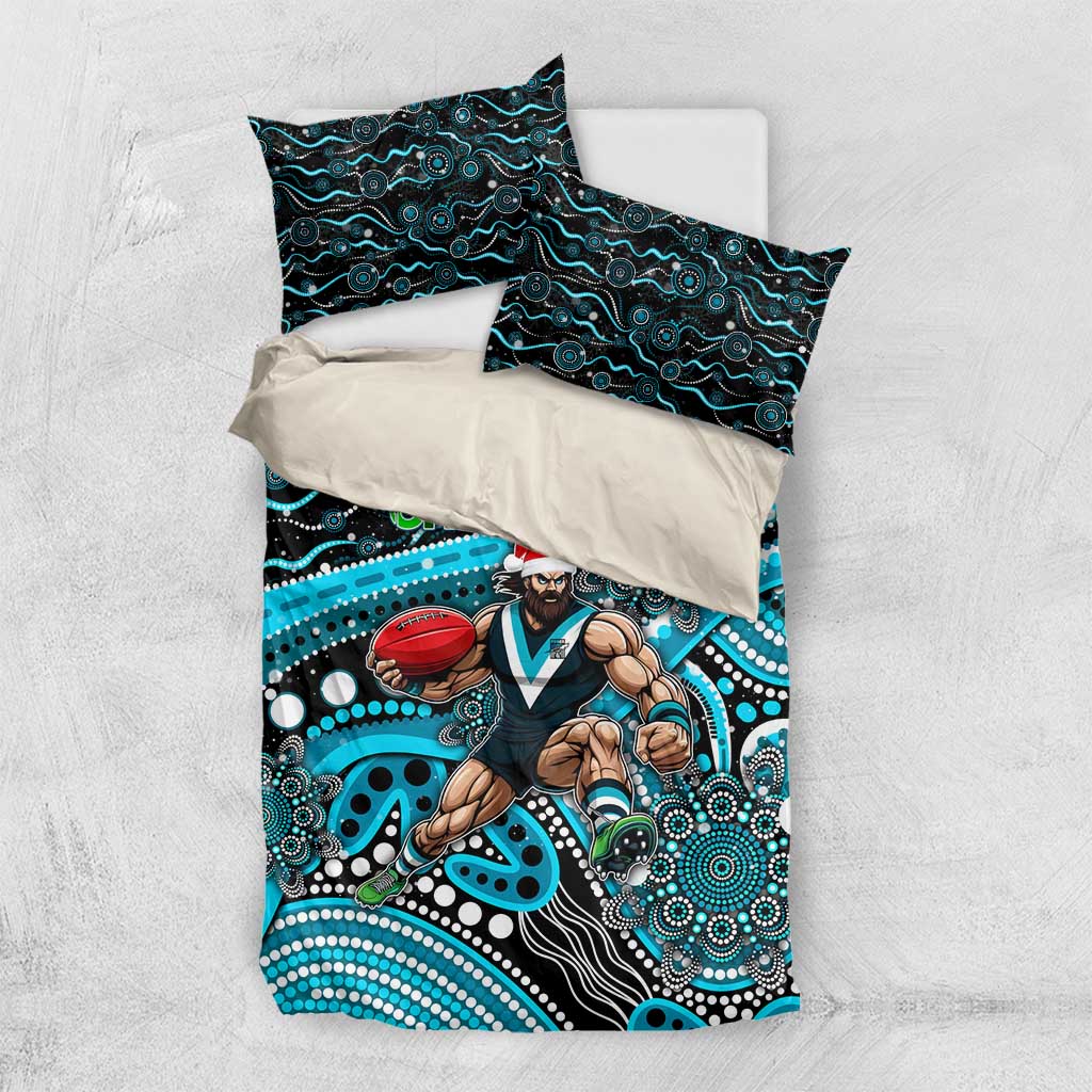 Merry Christmas AFL Power Bedding Set Aboriginal Santa Football Mascot - Vibe Hoodie Shop