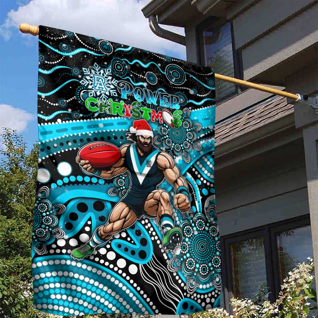 Merry Christmas AFL Power Garden Flag Aboriginal Santa Football Mascot - Vibe Hoodie Shop