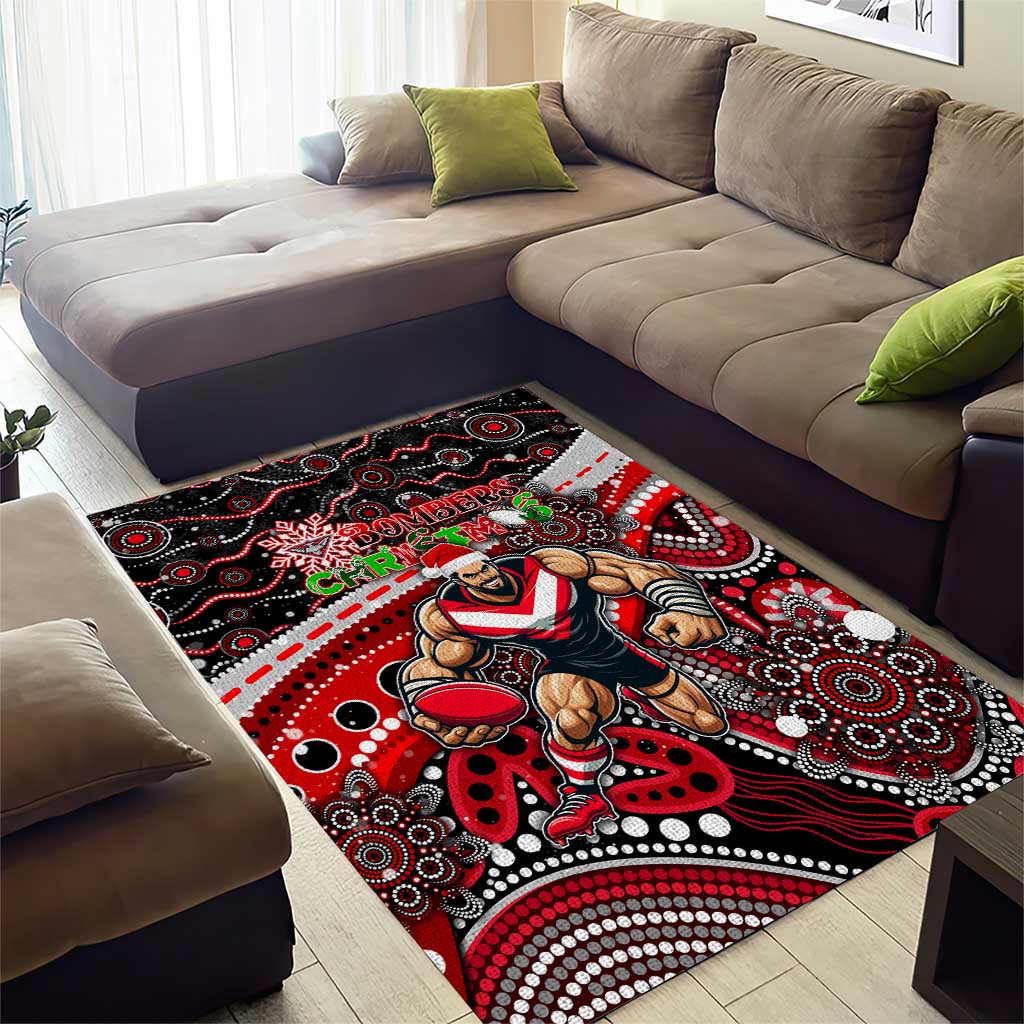 Merry Christmas AFL Bombers Area Rug Aboriginal Santa Football Mascot - Vibe Hoodie Shop