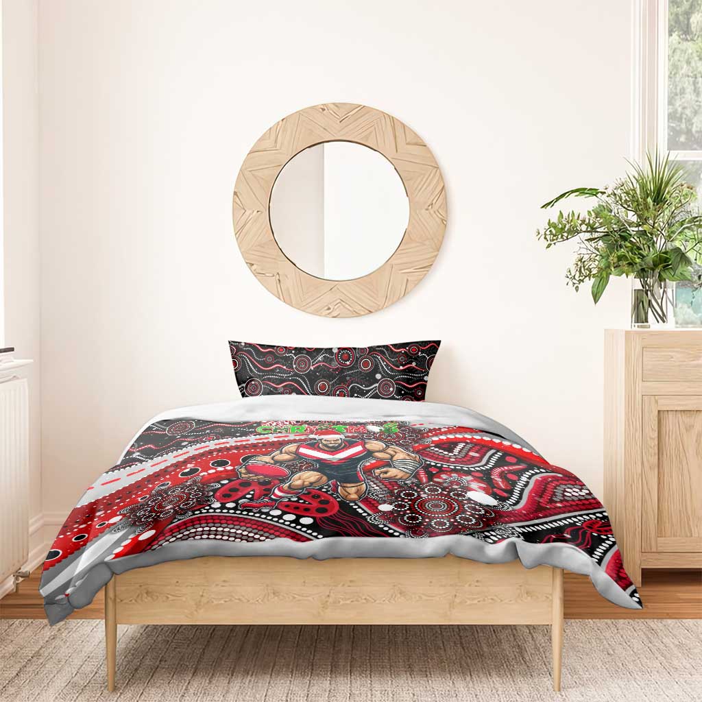Merry Christmas AFL Bombers Bedding Set Aboriginal Santa Football Mascot - Vibe Hoodie Shop