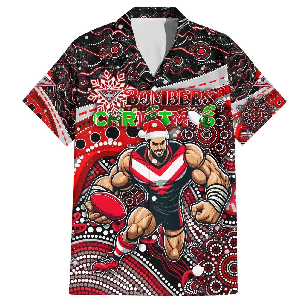 Merry Christmas AFL Bombers Hawaiian Shirt Aboriginal Santa Football Mascot - Vibe Hoodie Shop