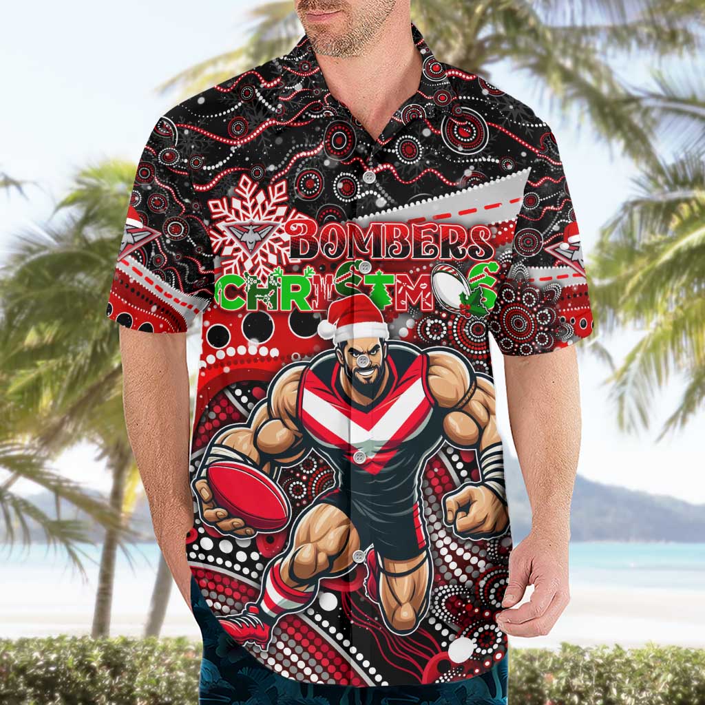 Merry Christmas AFL Bombers Hawaiian Shirt Aboriginal Santa Football Mascot - Vibe Hoodie Shop