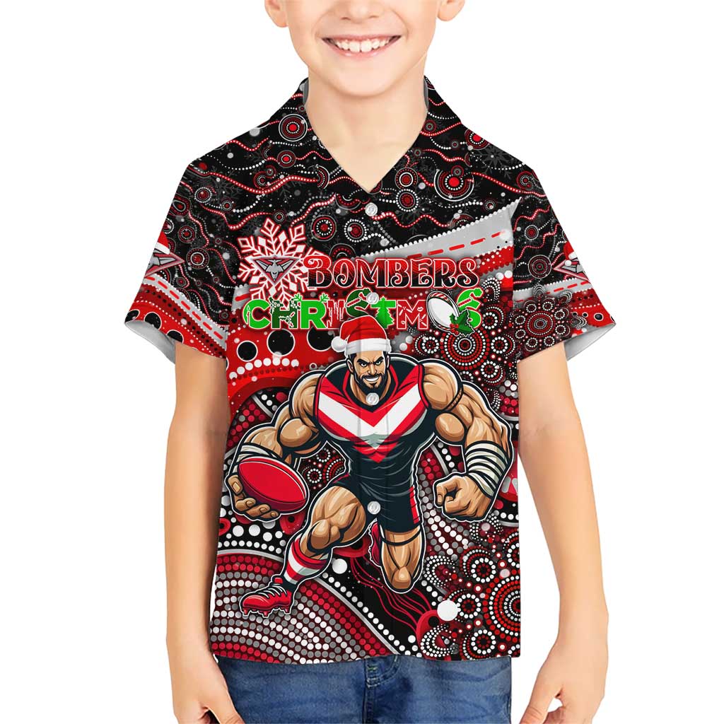 Merry Christmas AFL Bombers Hawaiian Shirt Aboriginal Santa Football Mascot - Vibe Hoodie Shop