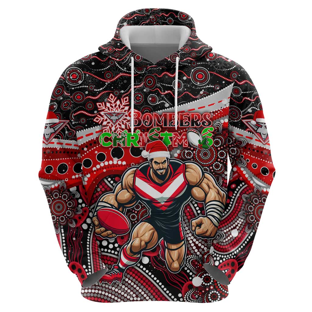Merry Christmas AFL Bombers Hoodie Aboriginal Santa Football Mascot - Vibe Hoodie Shop