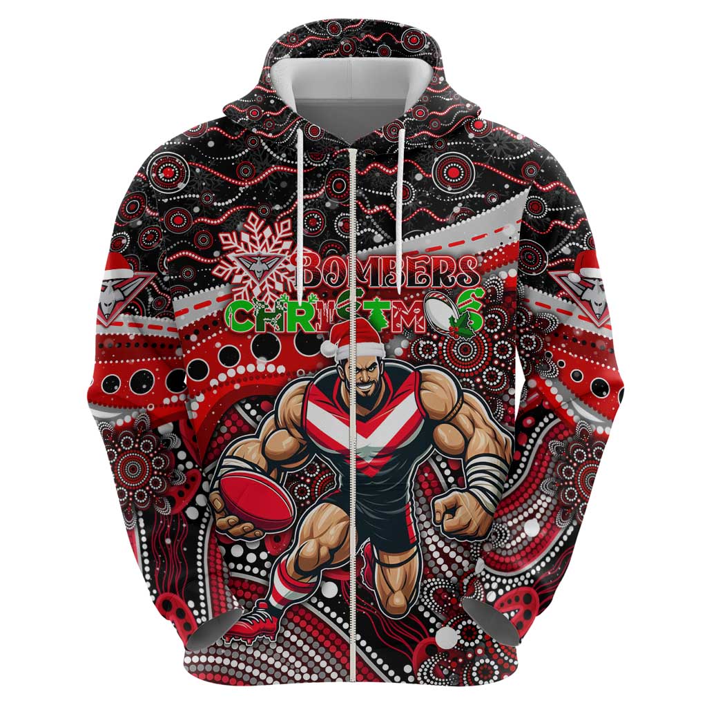 Merry Christmas AFL Bombers Hoodie Aboriginal Santa Football Mascot - Vibe Hoodie Shop