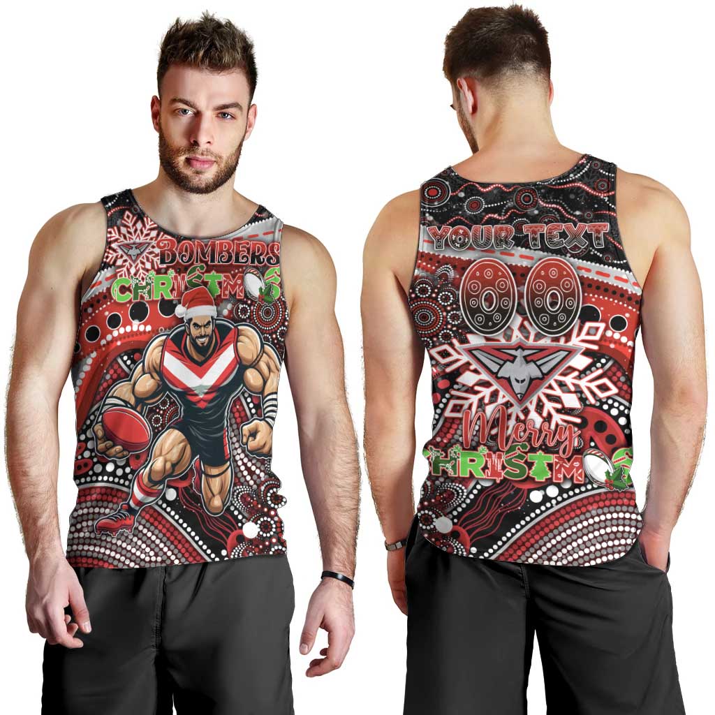 Merry Christmas AFL Bombers Men Tank Top Aboriginal Santa Football Mascot - Vibe Hoodie Shop