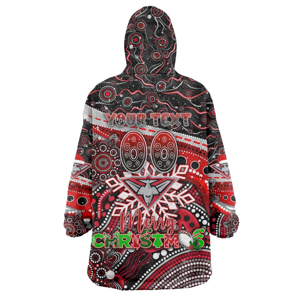 Merry Christmas AFL Bombers Wearable Blanket Hoodie Aboriginal Santa Football Mascot - Vibe Hoodie Shop