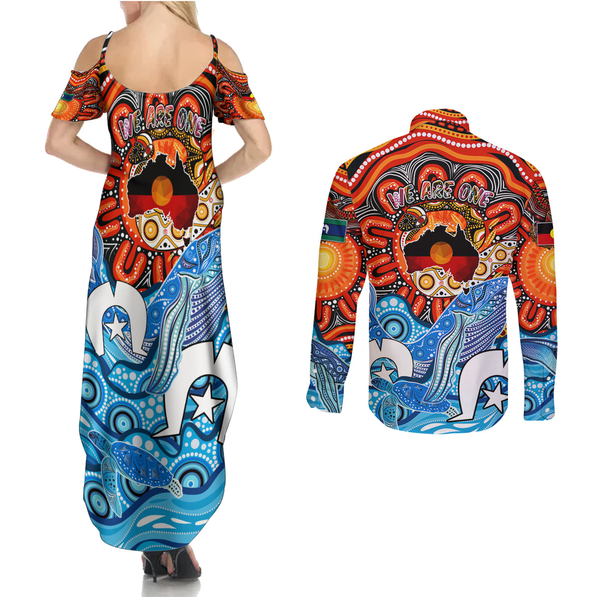 aboriginal-and-torres-strait-islands-couples-matching-summer-maxi-dress-and-long-sleeve-button-shirt-we-are-one