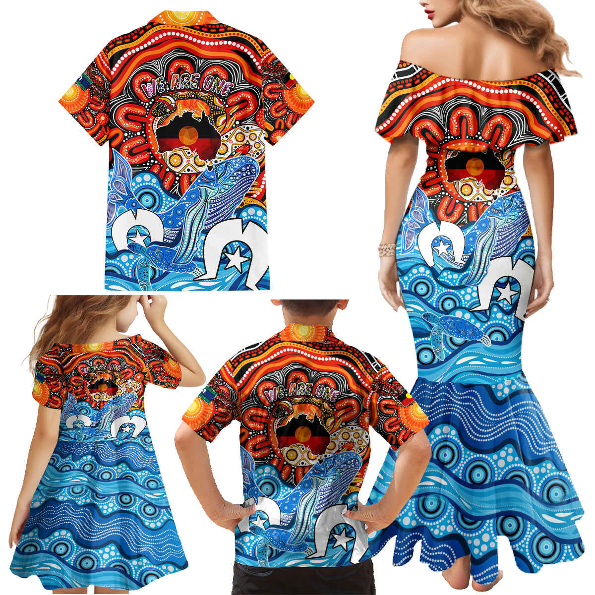 aboriginal-and-torres-strait-islands-family-matching-mermaid-dress-and-hawaiian-shirt-we-are-one