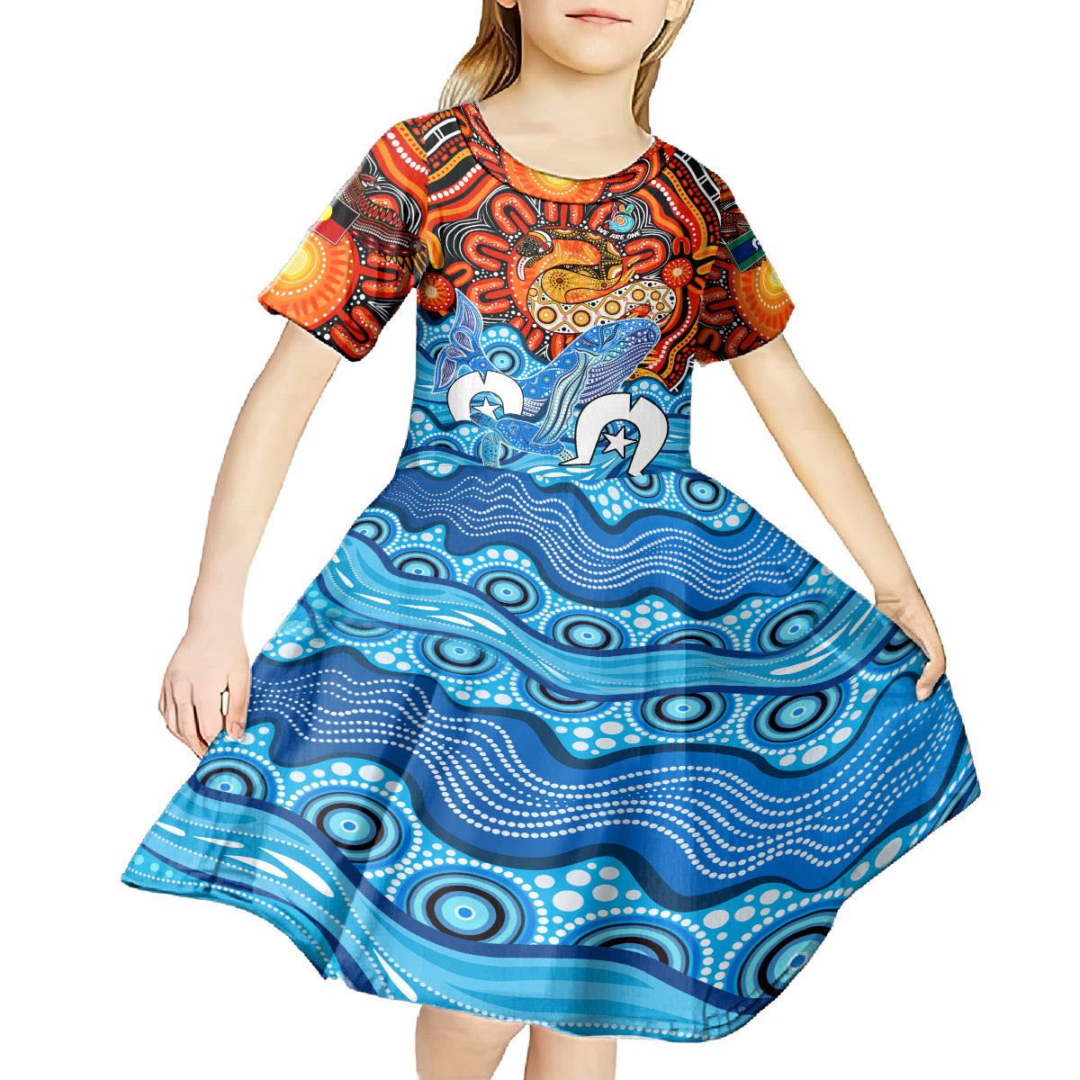 Aboriginal And Torres Strait Islands Kid Short Sleeve Dress We Are One - Vibe Hoodie Shop