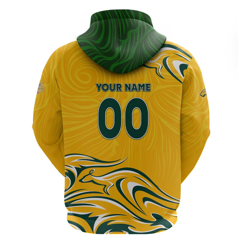 Personalised Australia Soccer Matildas Hoodie Kangaroo Tornado Yellow DT02