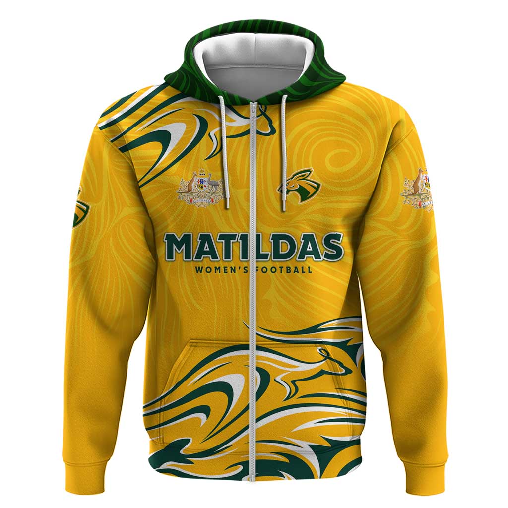 Personalised Australia Soccer Matildas Hoodie Kangaroo Tornado Yellow DT02