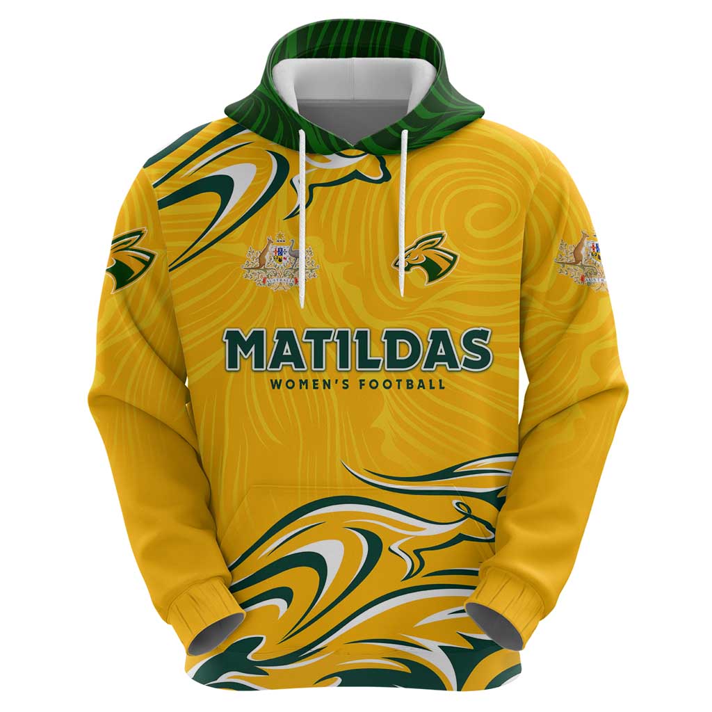 Personalised Australia Soccer Matildas Hoodie Kangaroo Tornado Yellow DT02