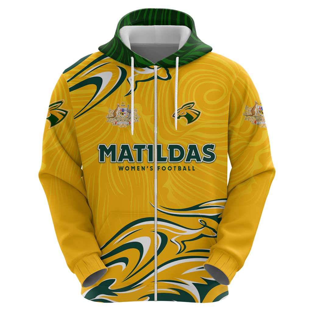 Personalised Australia Soccer Matildas Hoodie Kangaroo Tornado Yellow DT02