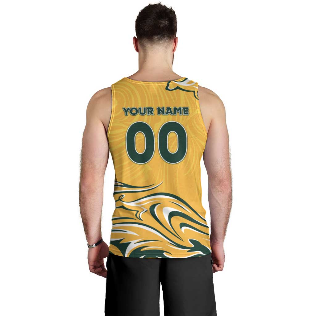 Personalised Australia Soccer Matildas Men Tank Top Kangaroo Tornado Yellow DT02