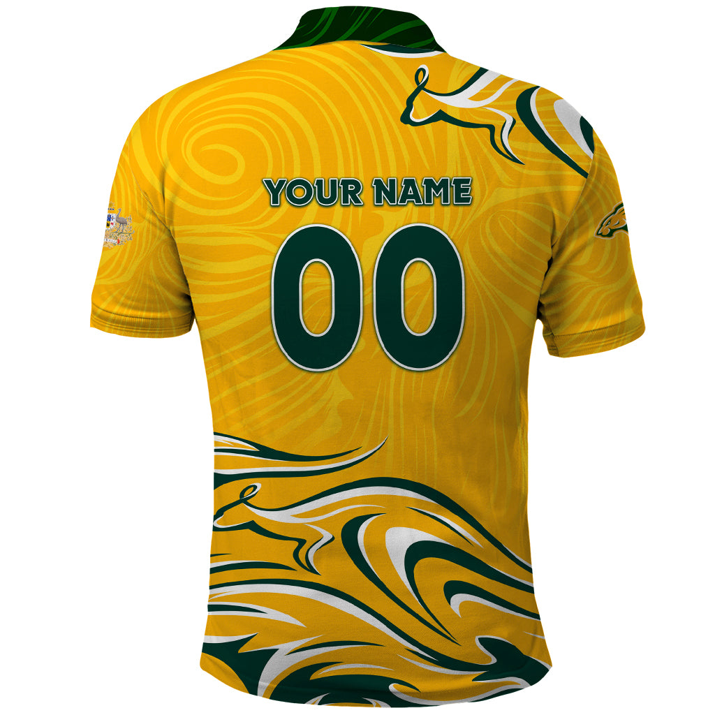 Personalised Australia Soccer Matildas Polo Shirt Kangaroo Tornado Yellow - Vibe Hoodie Shop