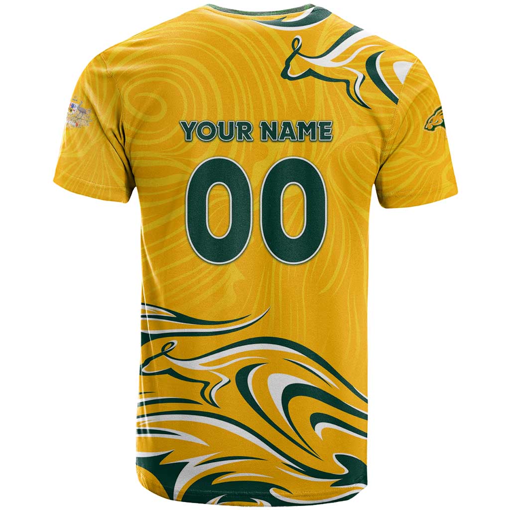 Personalised Australia Soccer Matildas T Shirt Kangaroo Tornado Yellow DT02