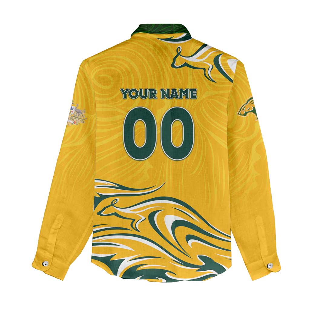 Personalised Australia Soccer Matildas Women Casual Shirt Kangaroo Tornado Yellow DT02