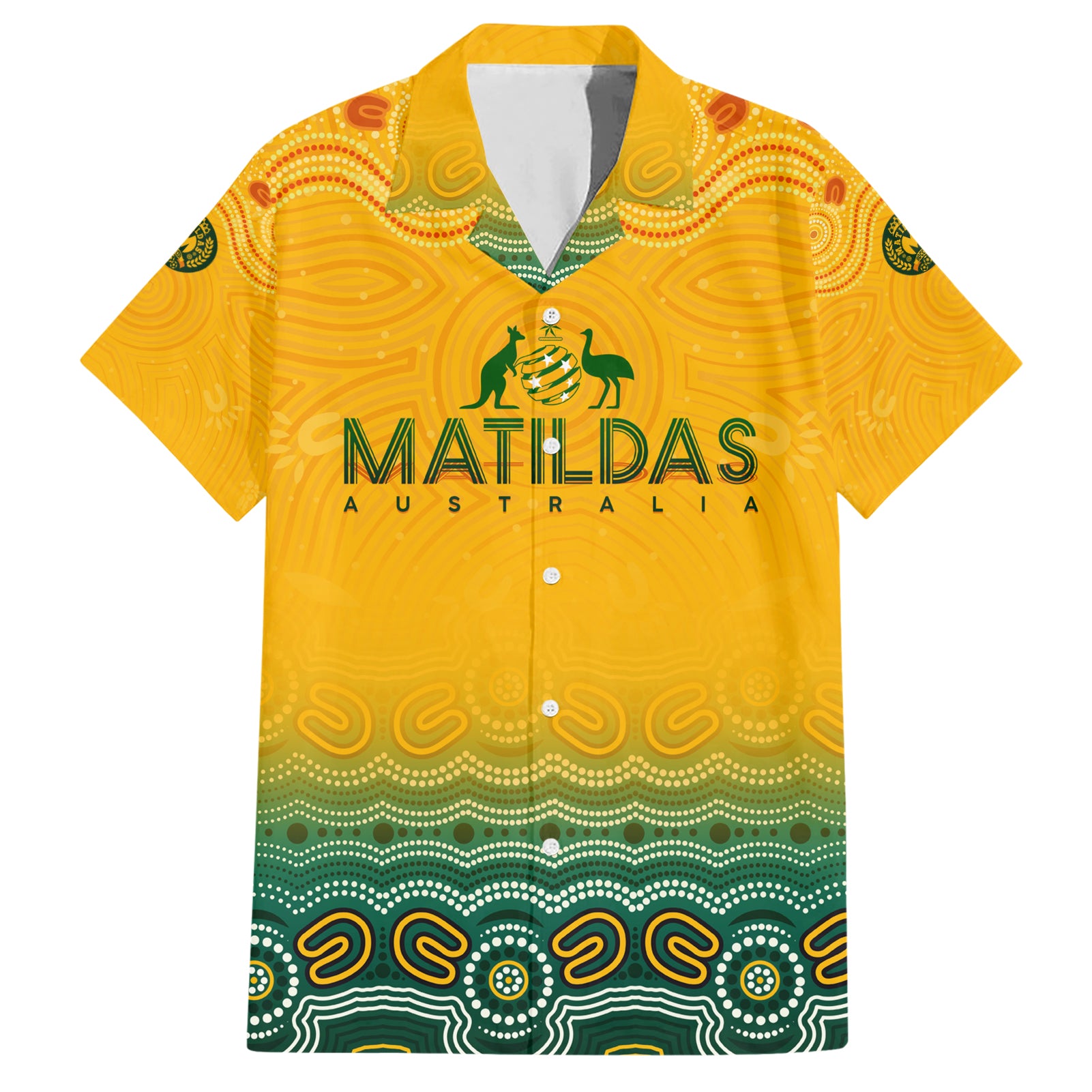 Personalised Australia Matildas Hawaiian Shirt Tillies Aboriginal Simple Yellow - Vibe Hoodie Shop