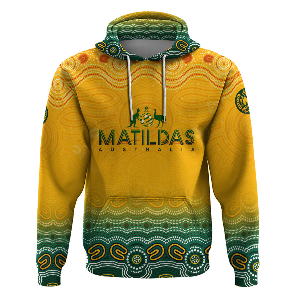 Personalised Australia Matildas Hoodie Tillies Aboriginal Simple Yellow - Vibe Hoodie Shop
