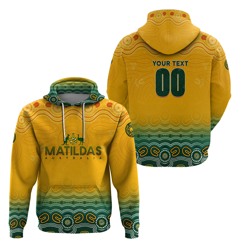 Personalised Australia Matildas Hoodie Tillies Aboriginal Simple Yellow - Vibe Hoodie Shop