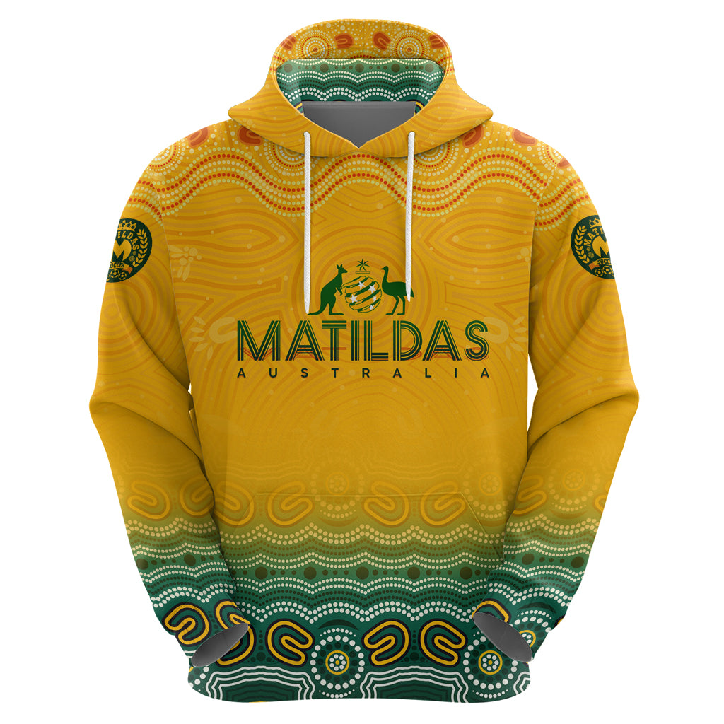 Personalised Australia Matildas Hoodie Tillies Aboriginal Simple Yellow - Vibe Hoodie Shop
