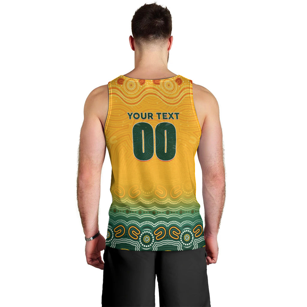 Personalised Australia Matildas Men Tank Top Tillies Aboriginal Simple Yellow - Vibe Hoodie Shop
