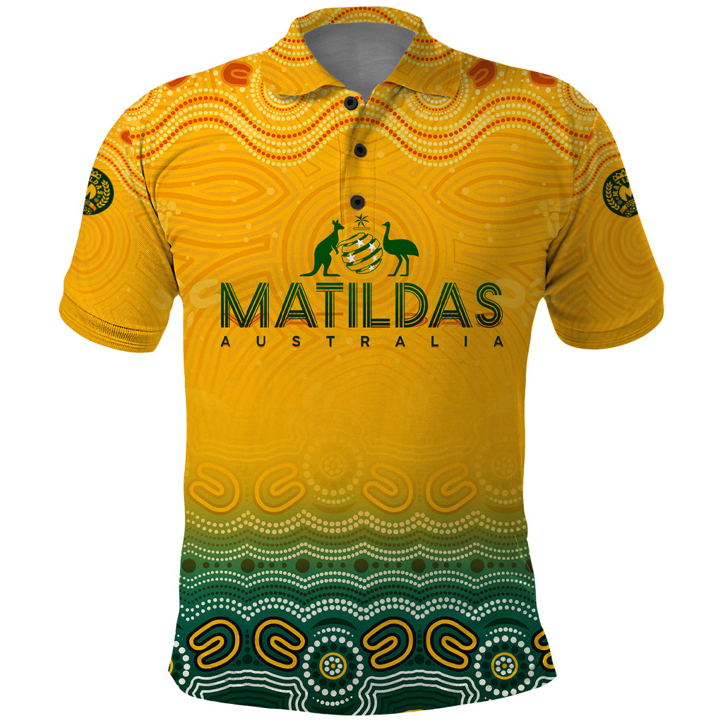 Personalised Australia Matildas Polo Shirt Tillies Aboriginal Simple Yellow - Vibe Hoodie Shop