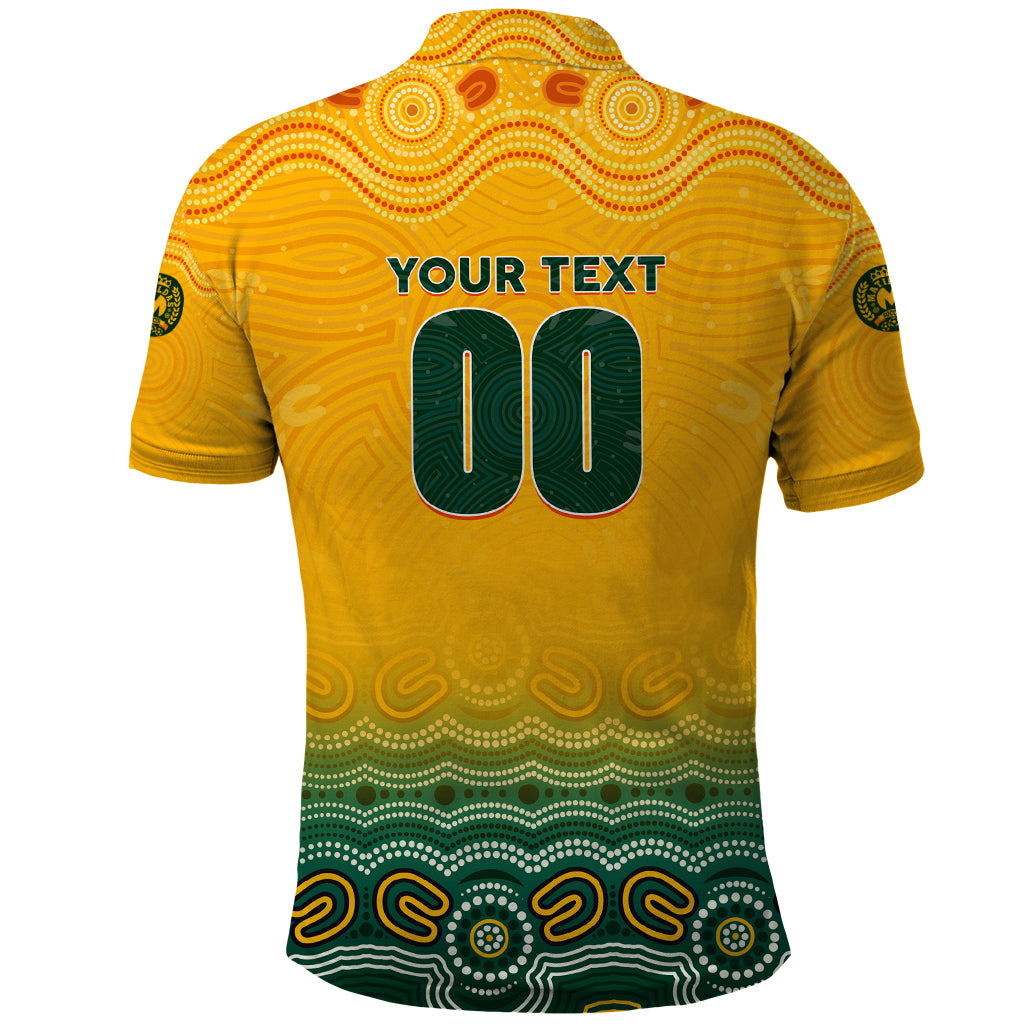 Personalised Australia Matildas Polo Shirt Tillies Aboriginal Simple Yellow - Vibe Hoodie Shop