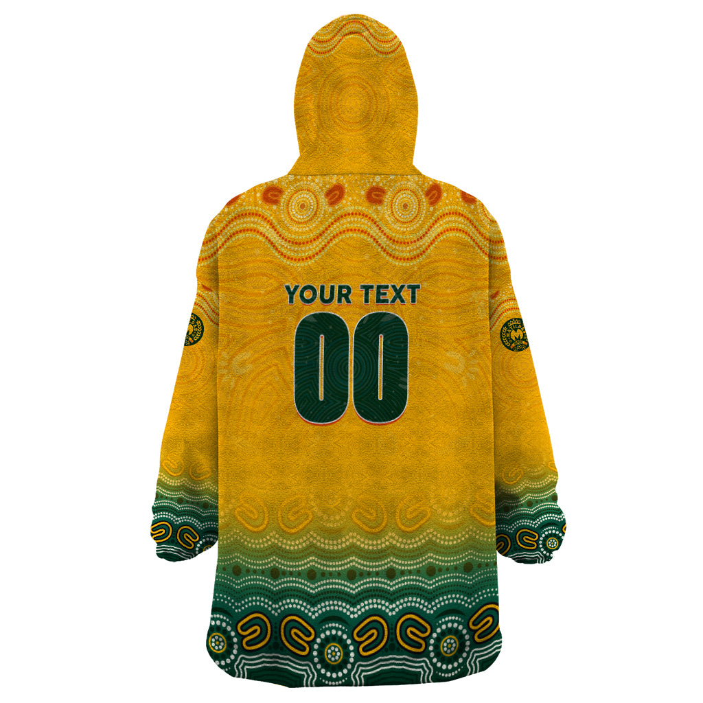 Personalised Australia Matildas Wearable Blanket Hoodie Tillies Aboriginal Simple Yellow - Vibe Hoodie Shop