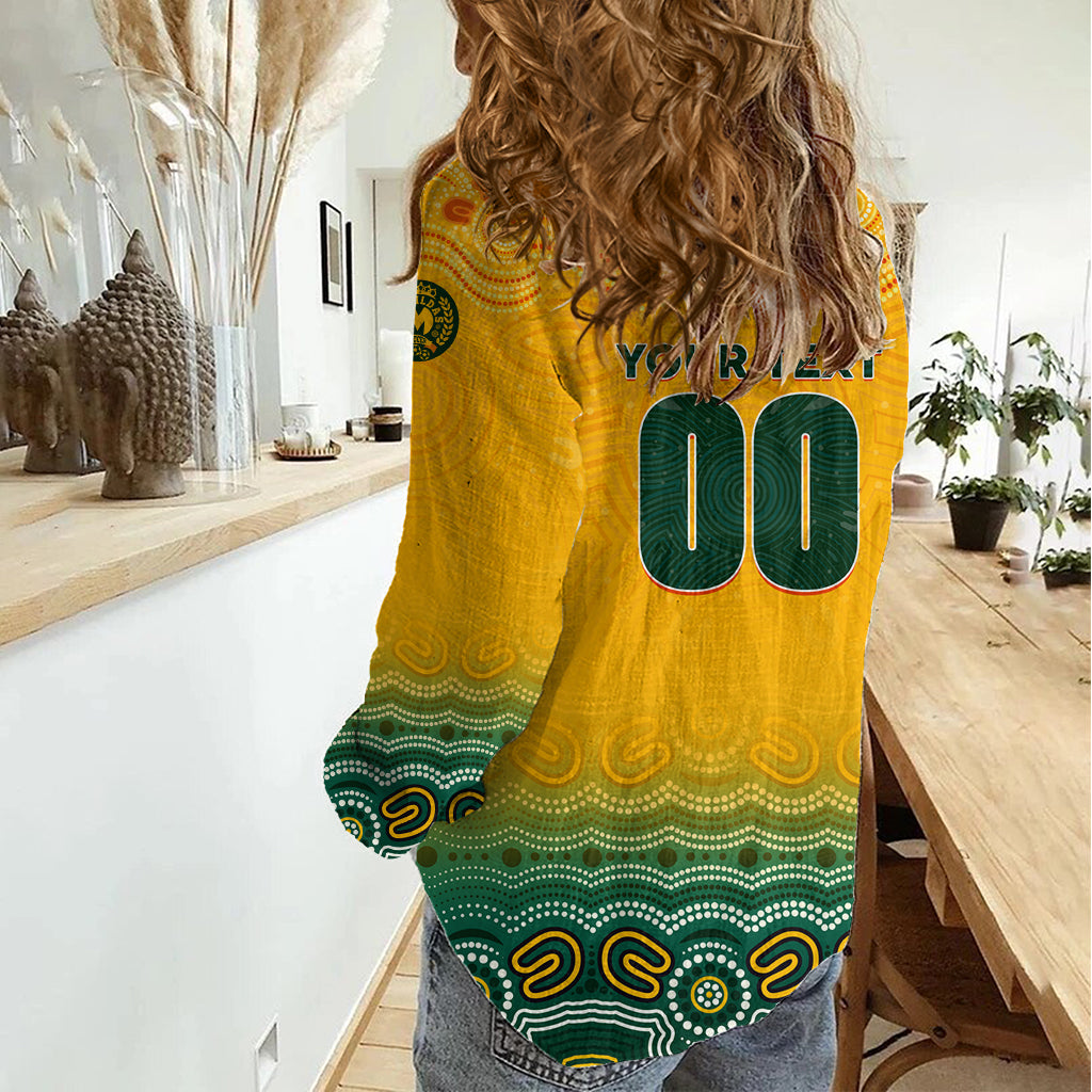 Personalised Australia Matildas Women Casual Shirt Tillies Aboriginal Simple Yellow - Vibe Hoodie Shop