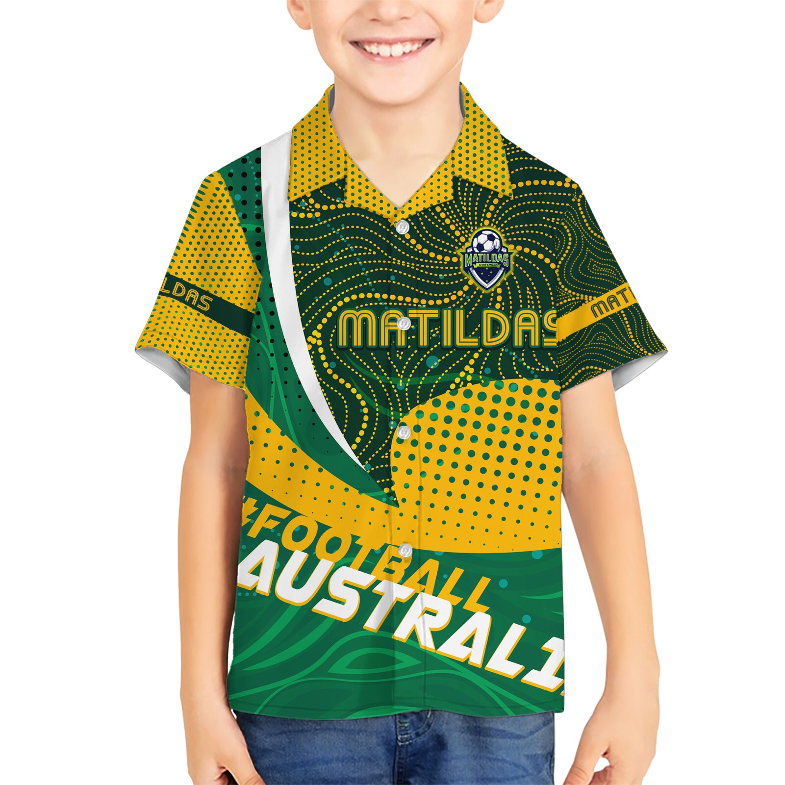 Personalised Matildas Australia Soccer Hawaiian Shirt Aboriginal Dot Painting - Vibe Hoodie Shop