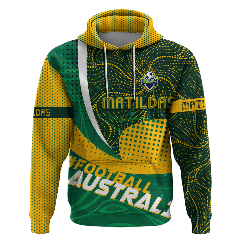 Personalised Matildas Australia Soccer Hoodie Aboriginal Dot Painting - Vibe Hoodie Shop