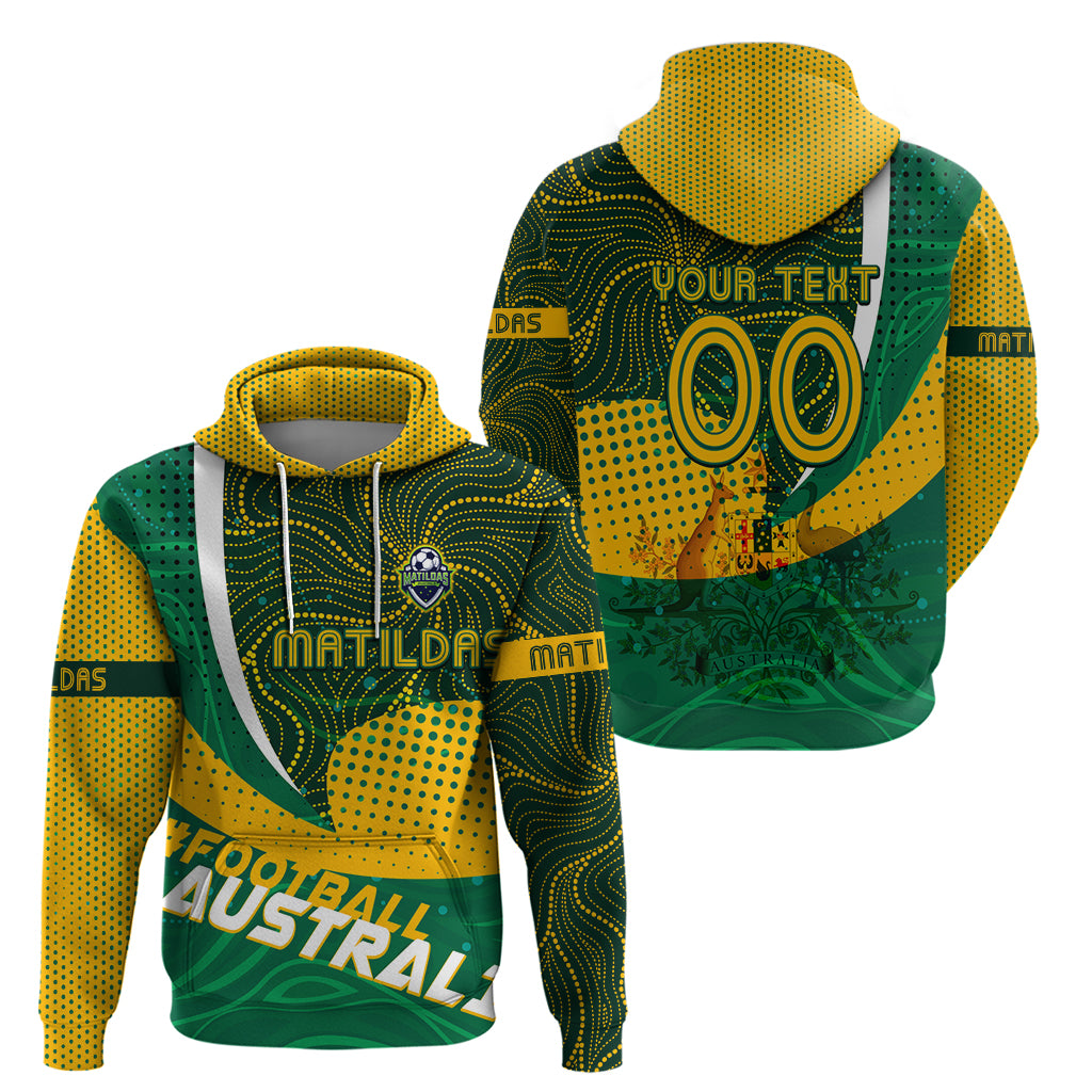 Personalised Matildas Australia Soccer Hoodie Aboriginal Dot Painting - Vibe Hoodie Shop