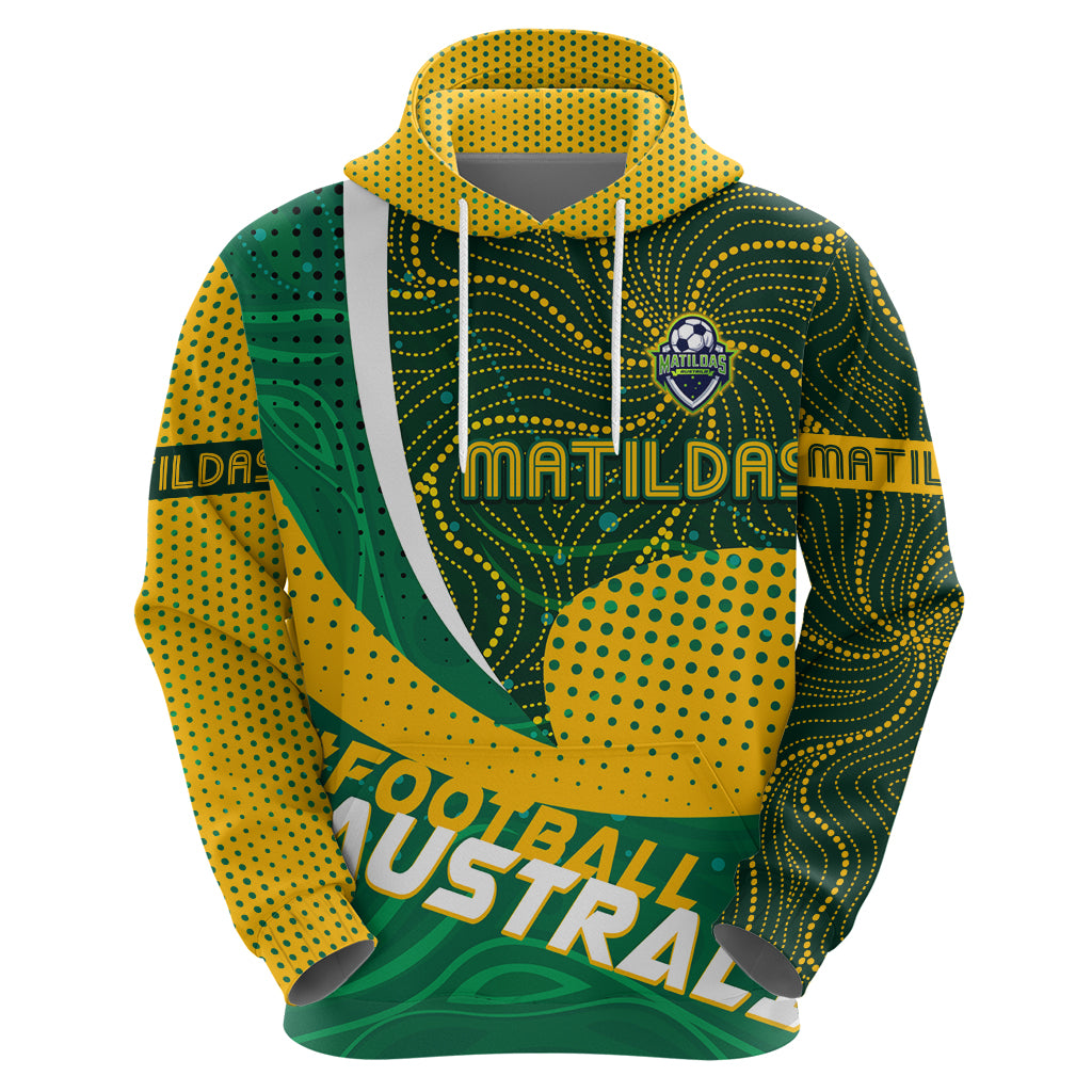Personalised Matildas Australia Soccer Hoodie Aboriginal Dot Painting - Vibe Hoodie Shop