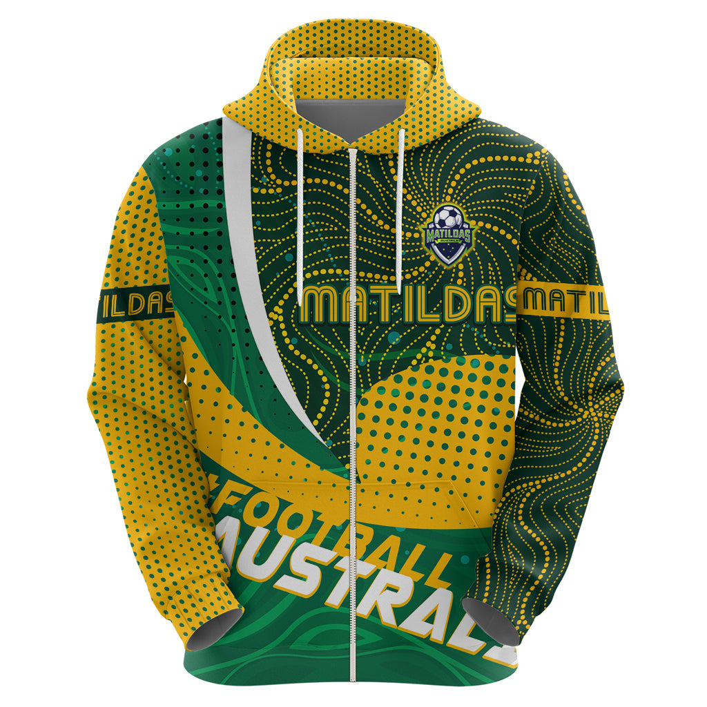 Personalised Matildas Australia Soccer Hoodie Aboriginal Dot Painting - Vibe Hoodie Shop