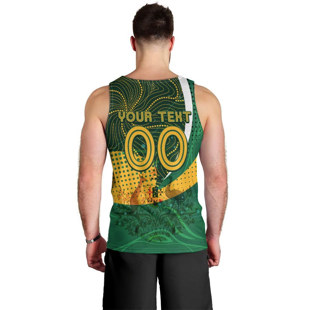 Personalised Matildas Australia Soccer Men Tank Top Aboriginal Dot Painting - Vibe Hoodie Shop
