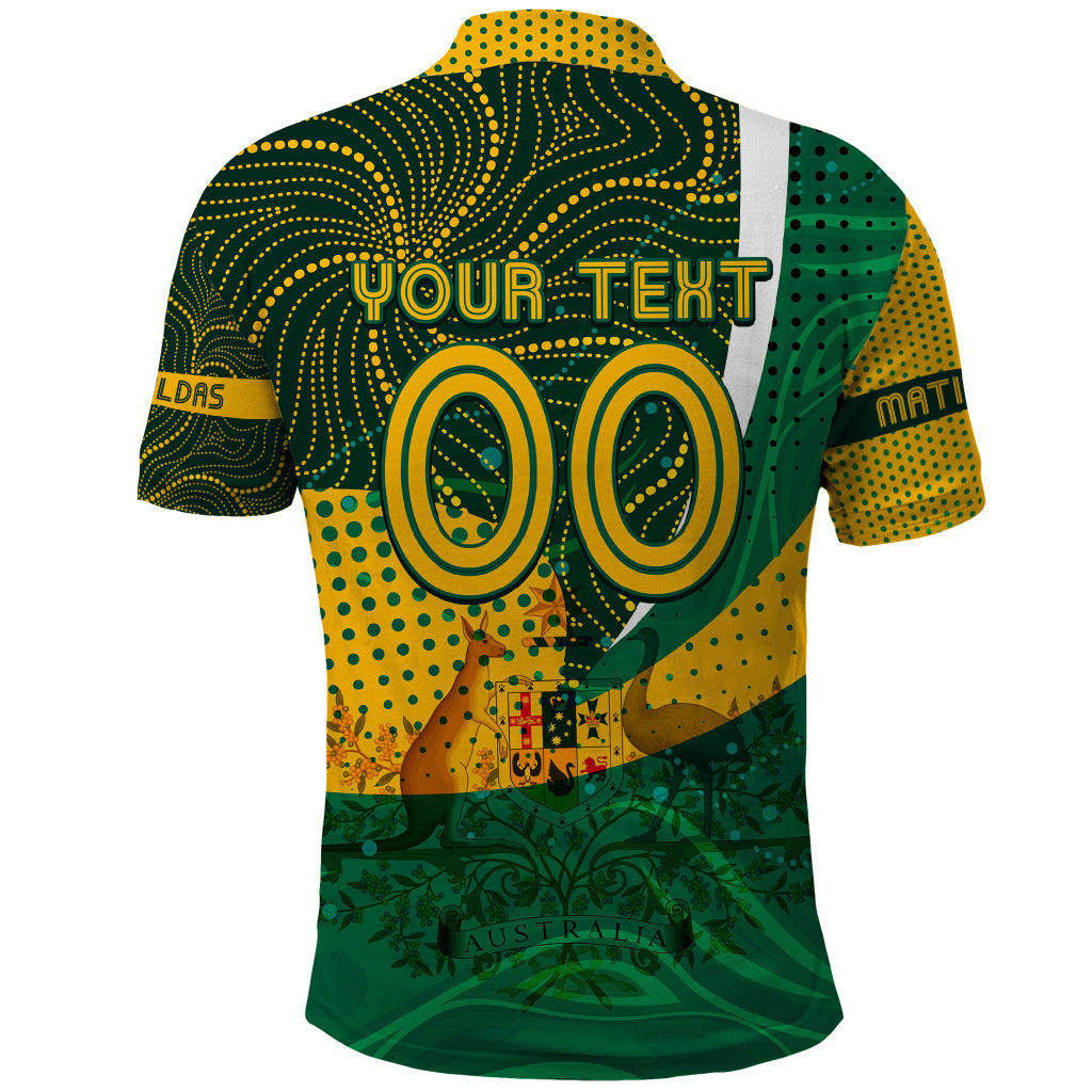 Personalised Matildas Australia Soccer Polo Shirt Aboriginal Dot Painting - Vibe Hoodie Shop