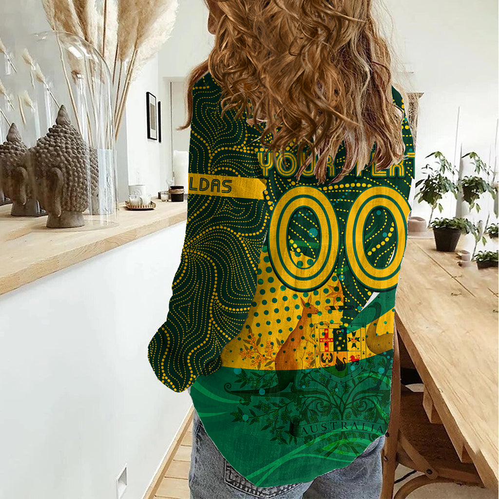 Personalised Matildas Australia Soccer Women Casual Shirt Aboriginal Dot Painting - Vibe Hoodie Shop