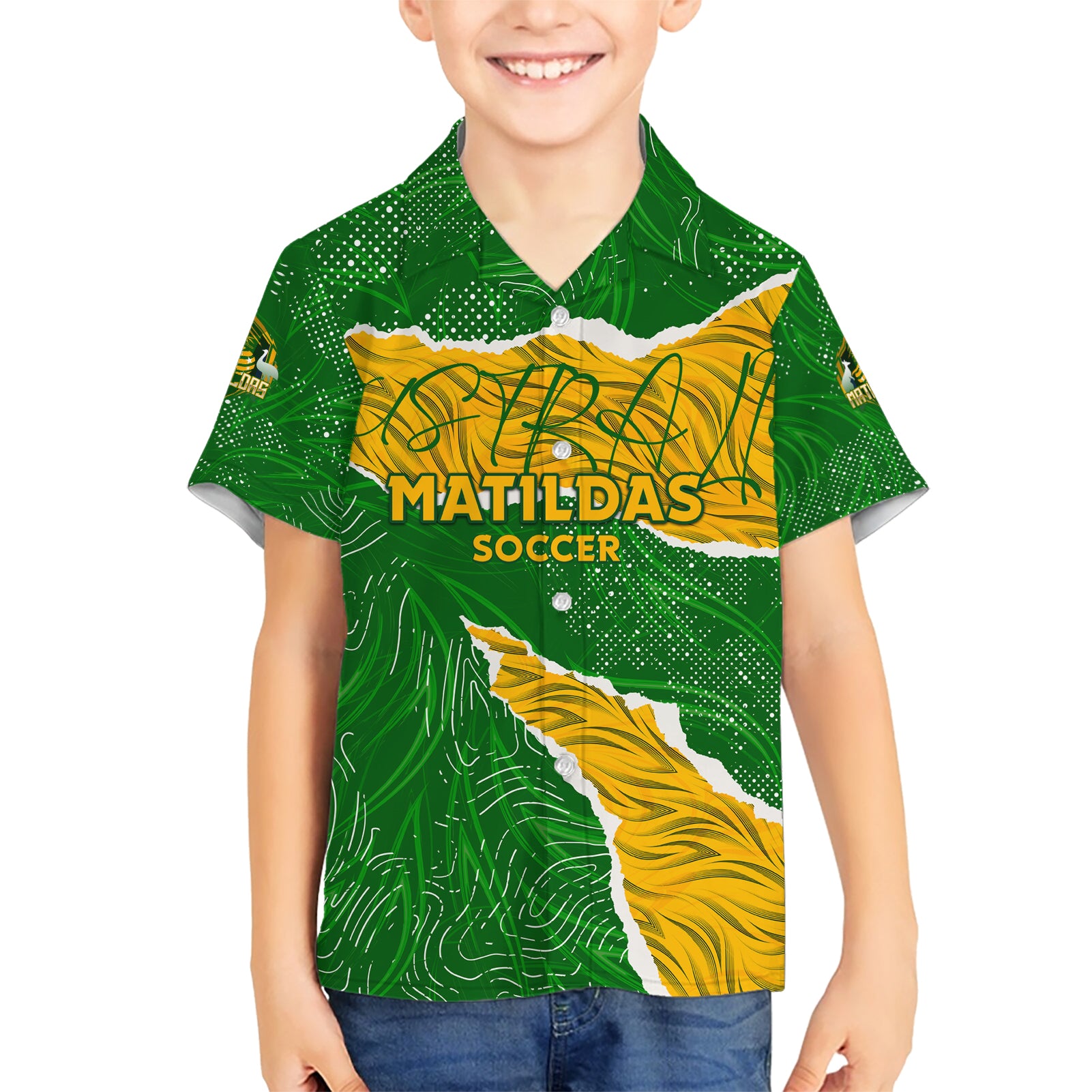 Personalised Matildas Hawaiian Shirt Australia Soccer Fingerprint - Vibe Hoodie Shop