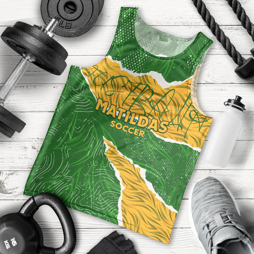 Personalised Matildas Men Tank Top Australia Soccer Fingerprint - Vibe Hoodie Shop