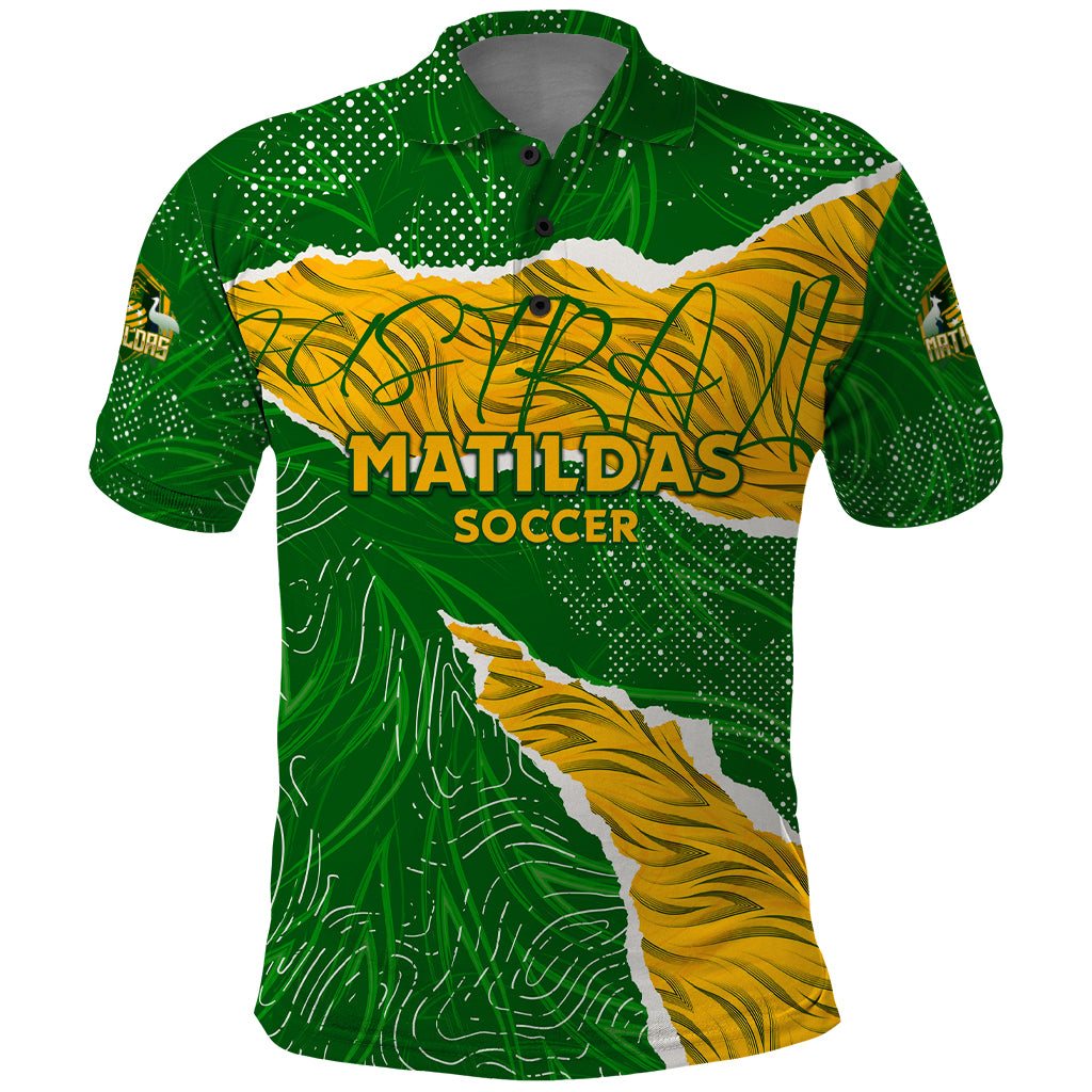 Personalised Matildas Polo Shirt Australia Soccer Fingerprint - Vibe Hoodie Shop