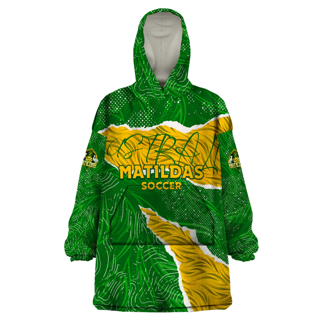 Personalised Matildas Wearable Blanket Hoodie Australia Soccer Fingerprint - Vibe Hoodie Shop