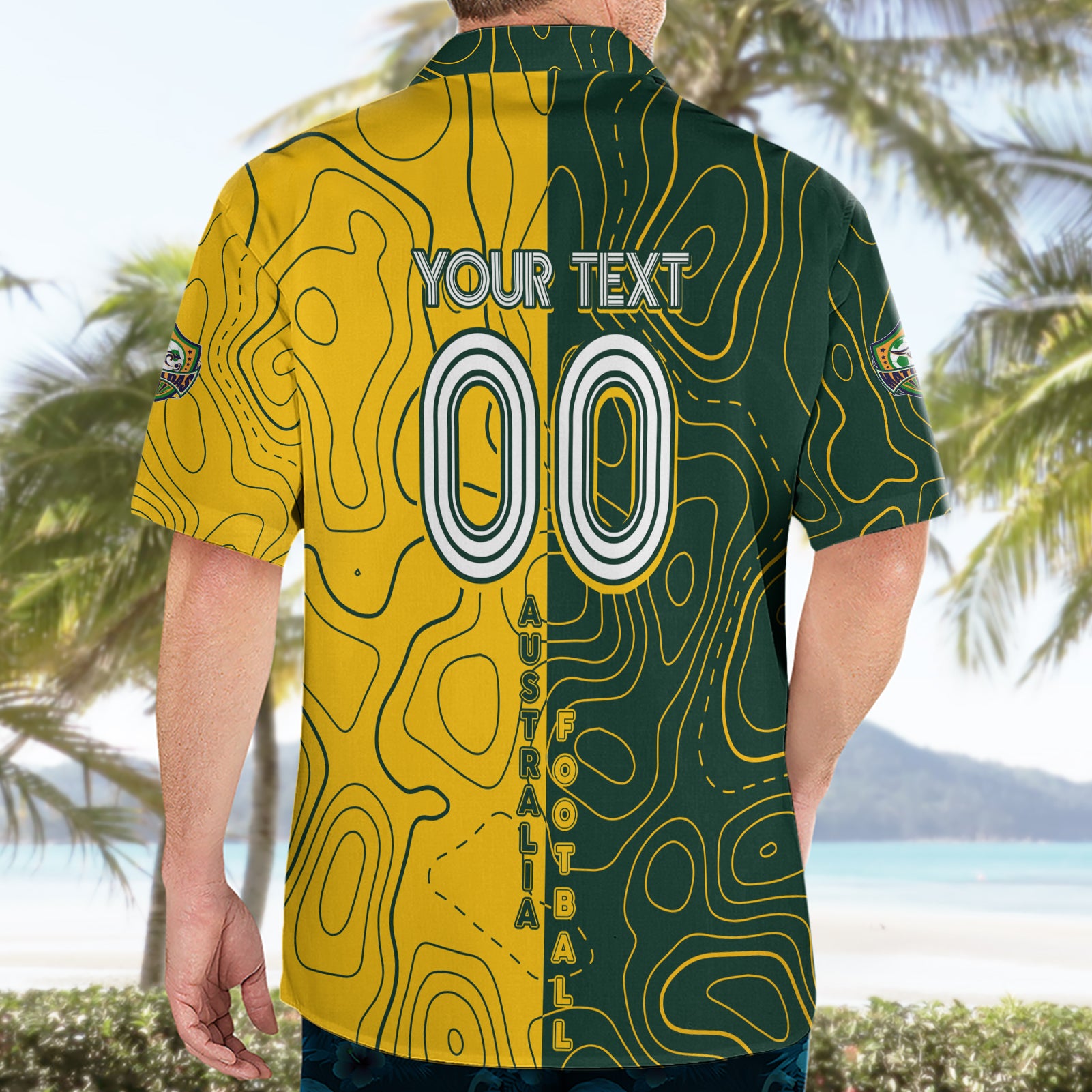 Personalised Matildas Mascot Hawaiian Shirt Australia Football Topographic - Vibe Hoodie Shop