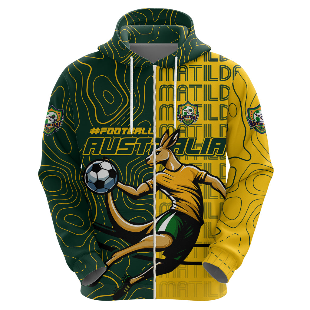 Personalised Matildas Mascot Hoodie Australia Football Topographic - Vibe Hoodie Shop