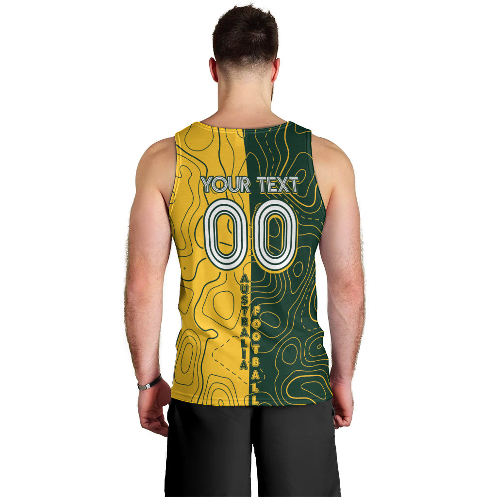 Personalised Matildas Mascot Men Tank Top Australia Football Topographic - Vibe Hoodie Shop