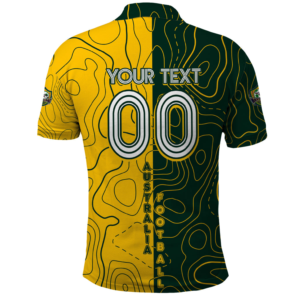 Personalised Matildas Mascot Polo Shirt Australia Football Topographic - Vibe Hoodie Shop