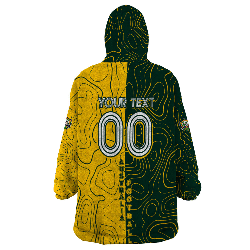 Personalised Matildas Mascot Wearable Blanket Hoodie Australia Football Topographic - Vibe Hoodie Shop