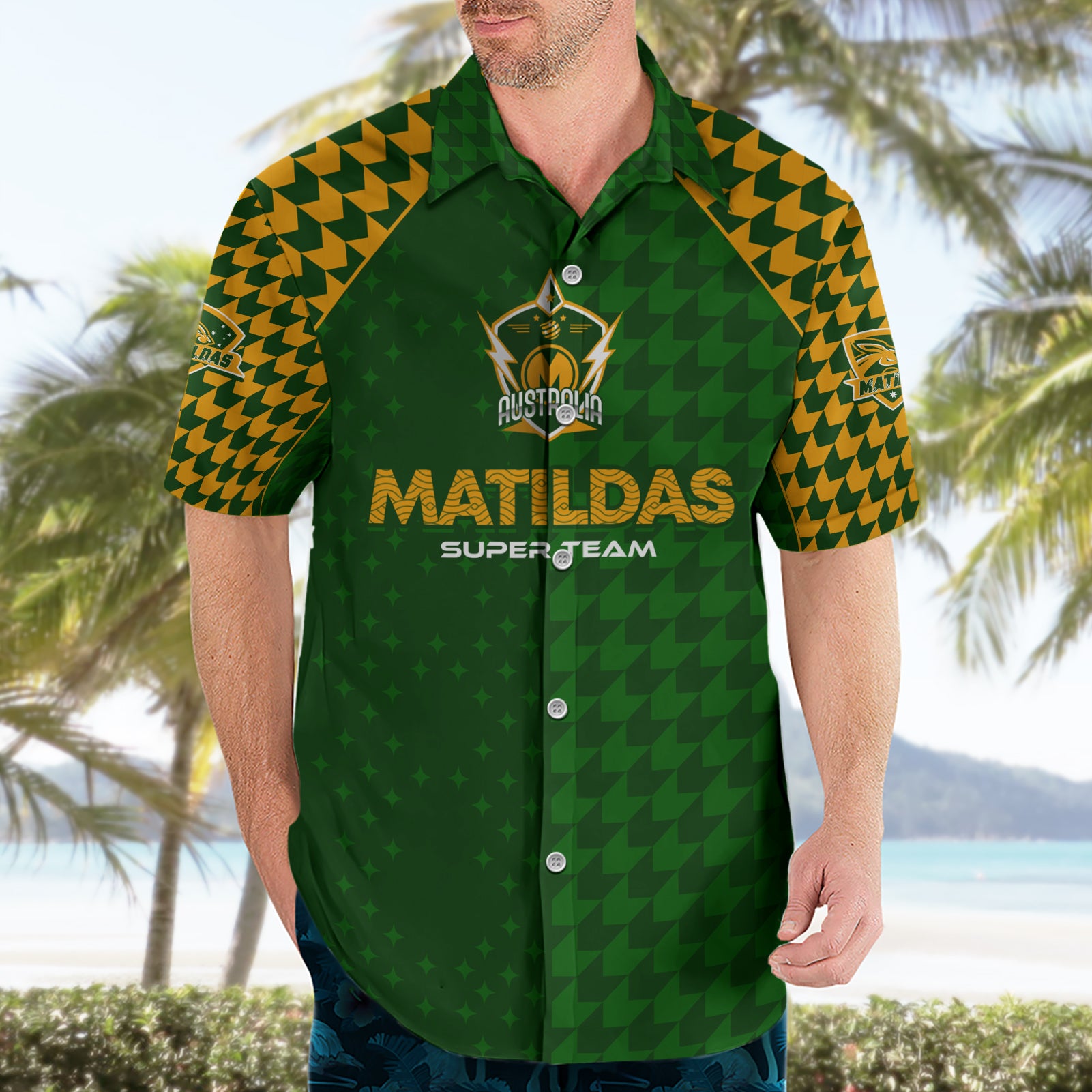 Personalised Australia Soccer Matildas Hawaiian Shirt Super Team - Vibe Hoodie Shop