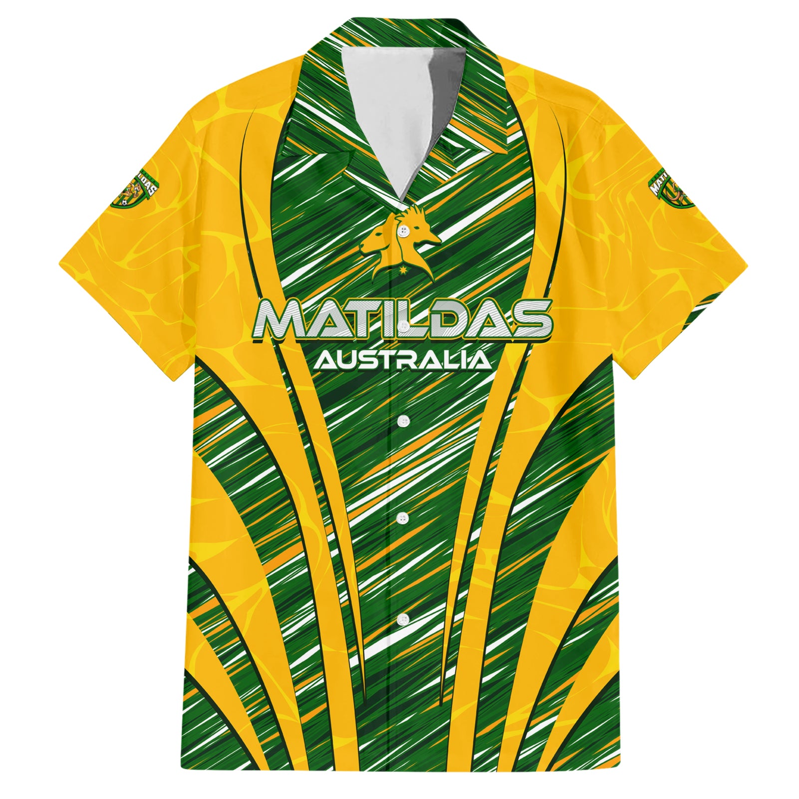 Personalised Australia Matildas Hawaiian Shirt Abstract Line - Vibe Hoodie Shop